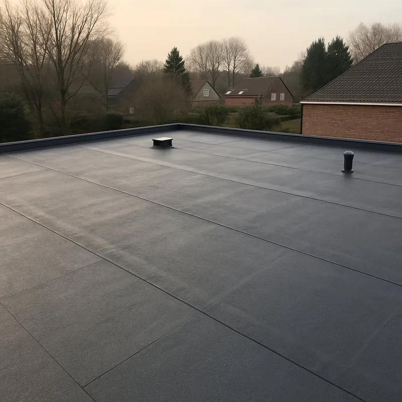 Toit plat en EPDM neuf avec ses rives et deux aérateurs